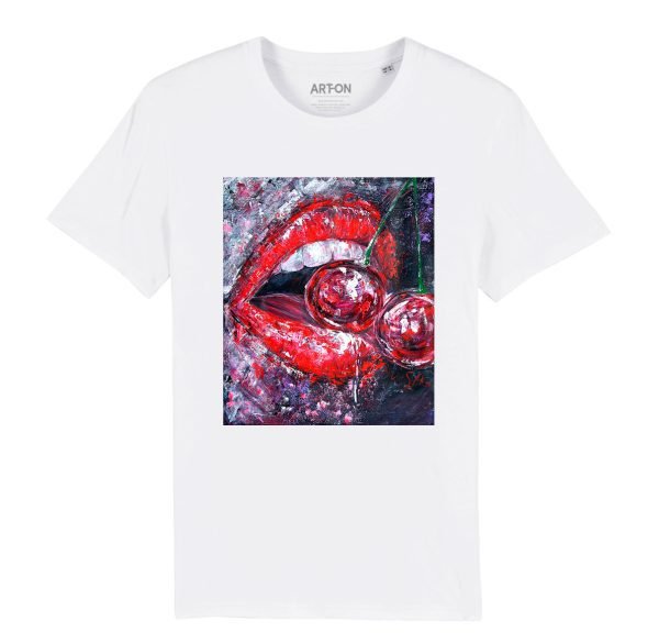"CHERRY LIPS" Organinės medvilnės unisex marškinėliai
